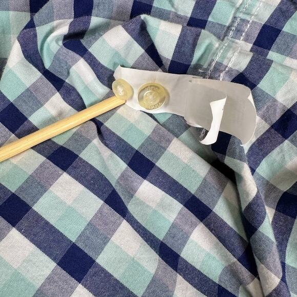 Vineyard Vines Slim Fit Whale Button Down Shirt Navy Teal Check Men's XL - Picture 6 of 10